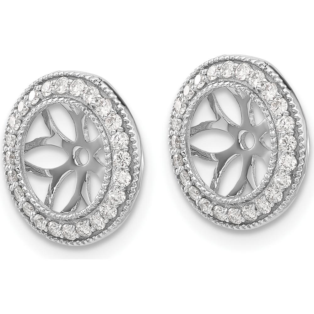 10K White Gold 3/8 Carats Diamond Cluster Earring Jackets - Rhodium Plated by Oro Pregiato