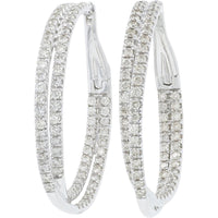 10K White Gold 3 Carat Diamond Inside-Out Crossover Hoops - 1.5 Carat Total Diamond Weight per Earring