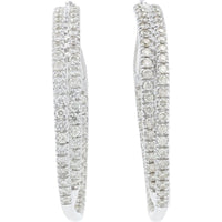 10K White Gold 3 Carat Diamond Inside-Out Crossover Hoops - 1.5 Carat Total Diamond Weight per Earring