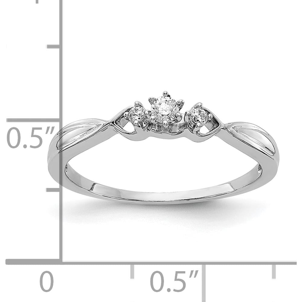 10K White Gold 3-Stone Diamond Ring with Twisted Band and Round Cut Diamonds by 0