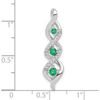 10K White Gold 3-Stone Twisted Pendant with Round Emeralds and Diamonds - 0.21 Carat Total Emerald Weight, 0.011 Carat Total Diamond Weight by Lumare Gioia