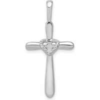 10K White Gold 30.5mm Cross Pendant with Diamond-Accented Heart - 0.10 Carat Total Diamond Weight by Oro Pregiato