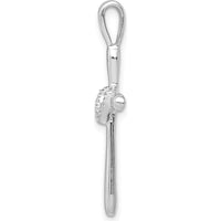 10K White Gold 30.5mm Cross Pendant with Diamond-Accented Heart - 0.10 Carat Total Diamond Weight by Oro Pregiato
