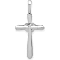 10K White Gold 30.5mm Cross Pendant with Diamond-Accented Heart - 0.10 Carat Total Diamond Weight by Oro Pregiato