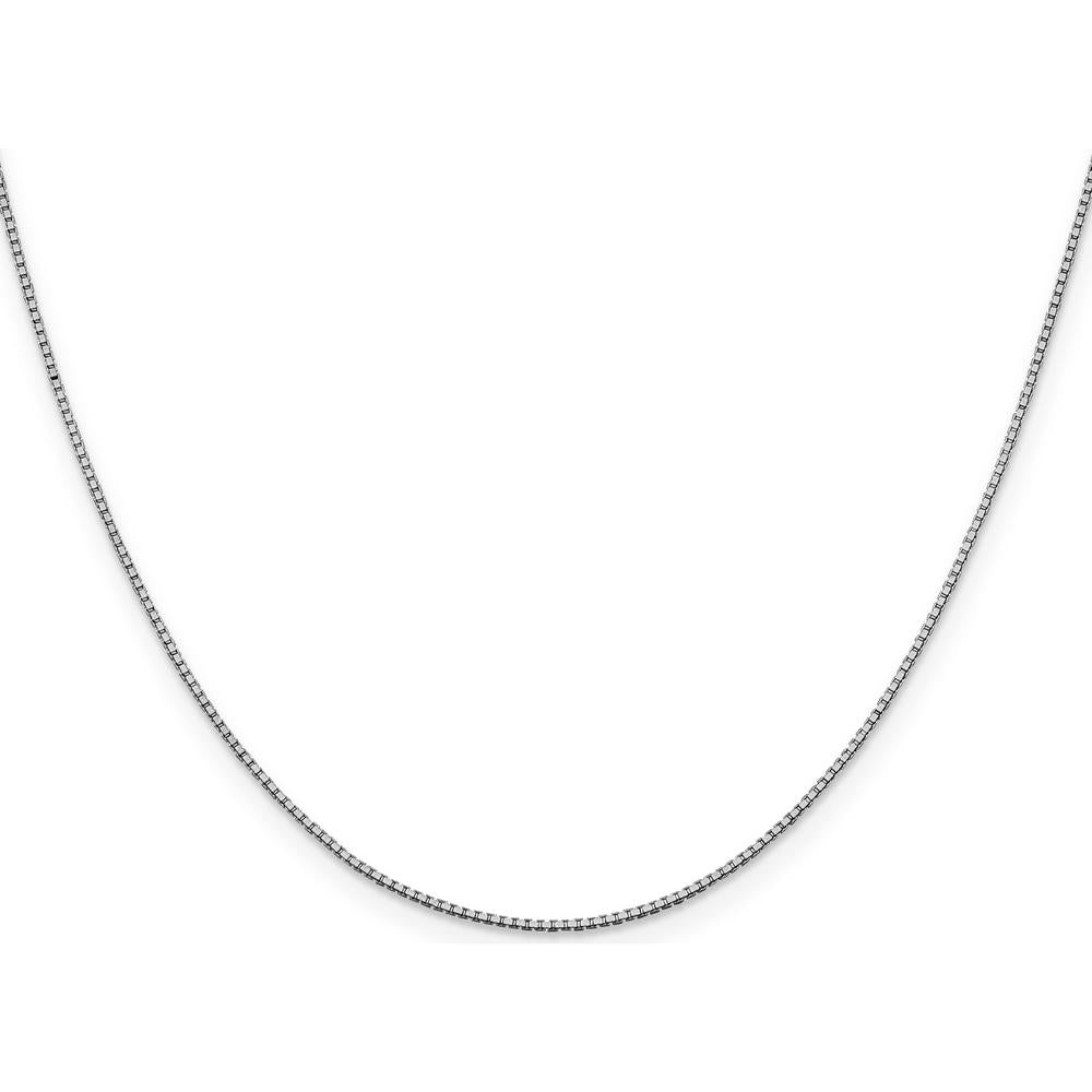 10K White Gold 30" Box Chain Necklace with Lobster Clasp and Rhodium Plating