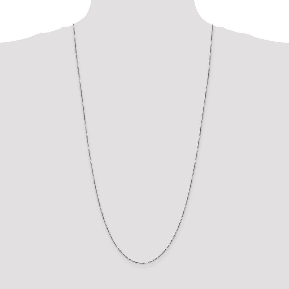 10K White Gold 30" Box Chain Necklace with Lobster Clasp - Polished Finish