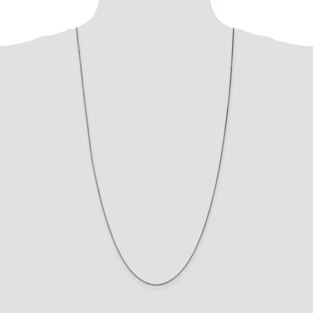 10K White Gold 30" Box Chain Necklace with Polished Finish - Unisex Design