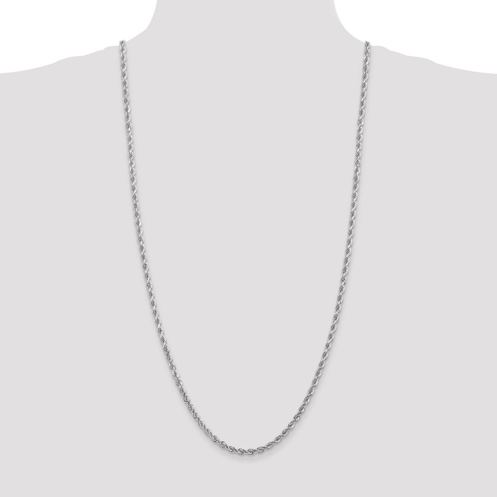 10K White Gold 30" Diamond-Cut Rope Chain - 4mm Width
