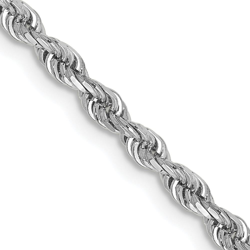10K White Gold 30" Diamond-Cut Rope Chain Necklace - 2.75mm Width
