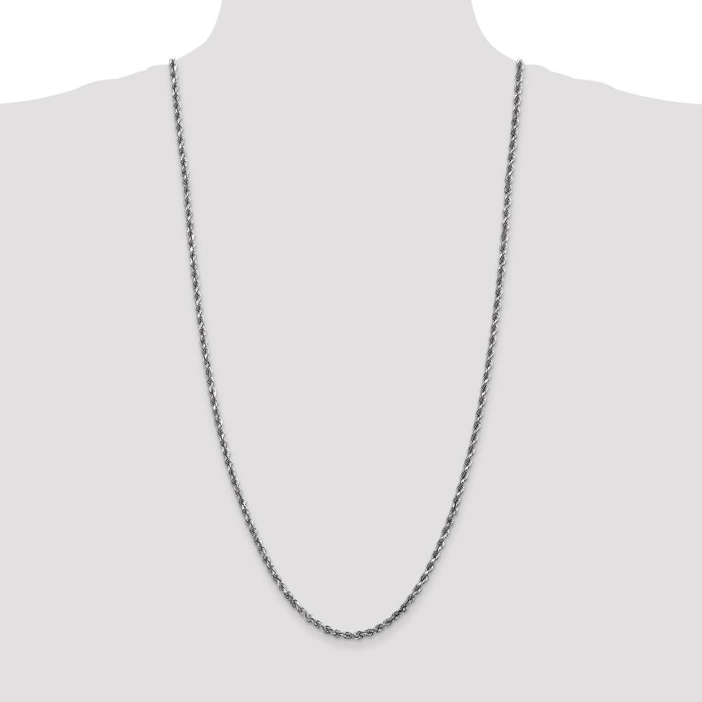 10K White Gold 30" Diamond-Cut Rope Chain Necklace - 3.5mm Width