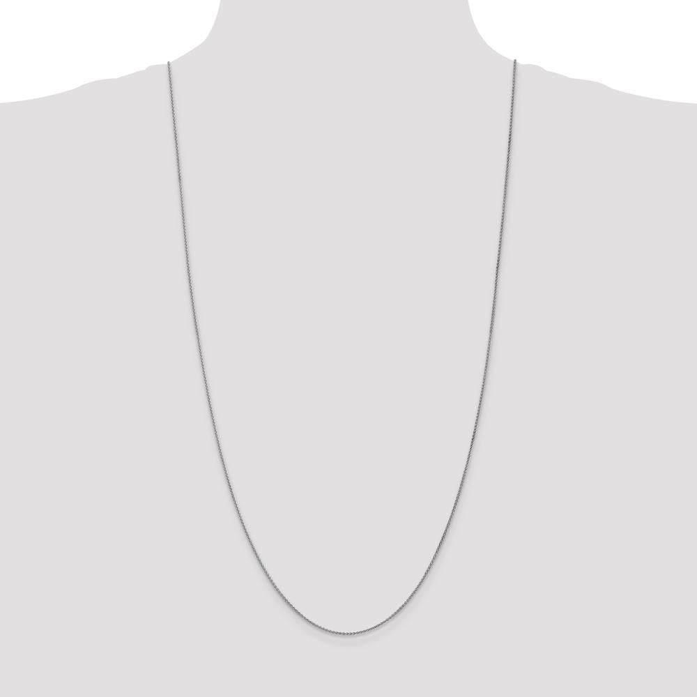 10K White Gold 30" Spiga Chain Necklace with Polished Rhodium Finish - 1.25mm Width
