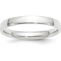 10K White Gold 3mm Comfort Fit Wedding Band - Lightweight and Polished Finish
