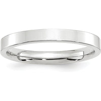 10K White Gold 3mm Flat Comfort Fit Wedding Band - Polished Finish