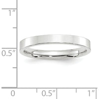 10K White Gold 3mm Flat Comfort Fit Wedding Band - Polished Finish