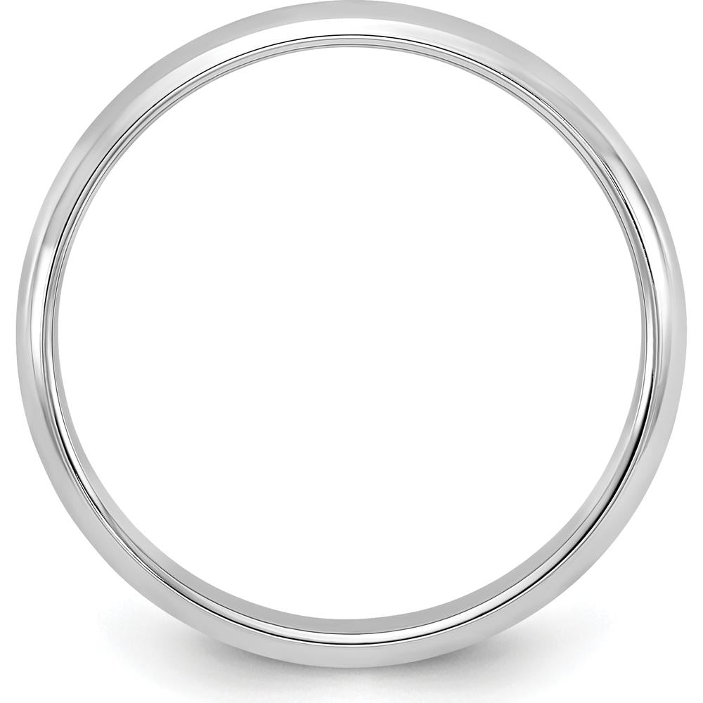 10K White Gold 3mm Half Round Wedding Band - Polished Finish, Engravable