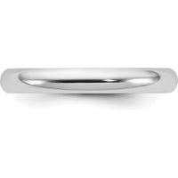 10K White Gold 3mm Half Round Wedding Band - Size 12.5