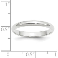 10K White Gold 3mm Half Round Wedding Band - Size 12.5