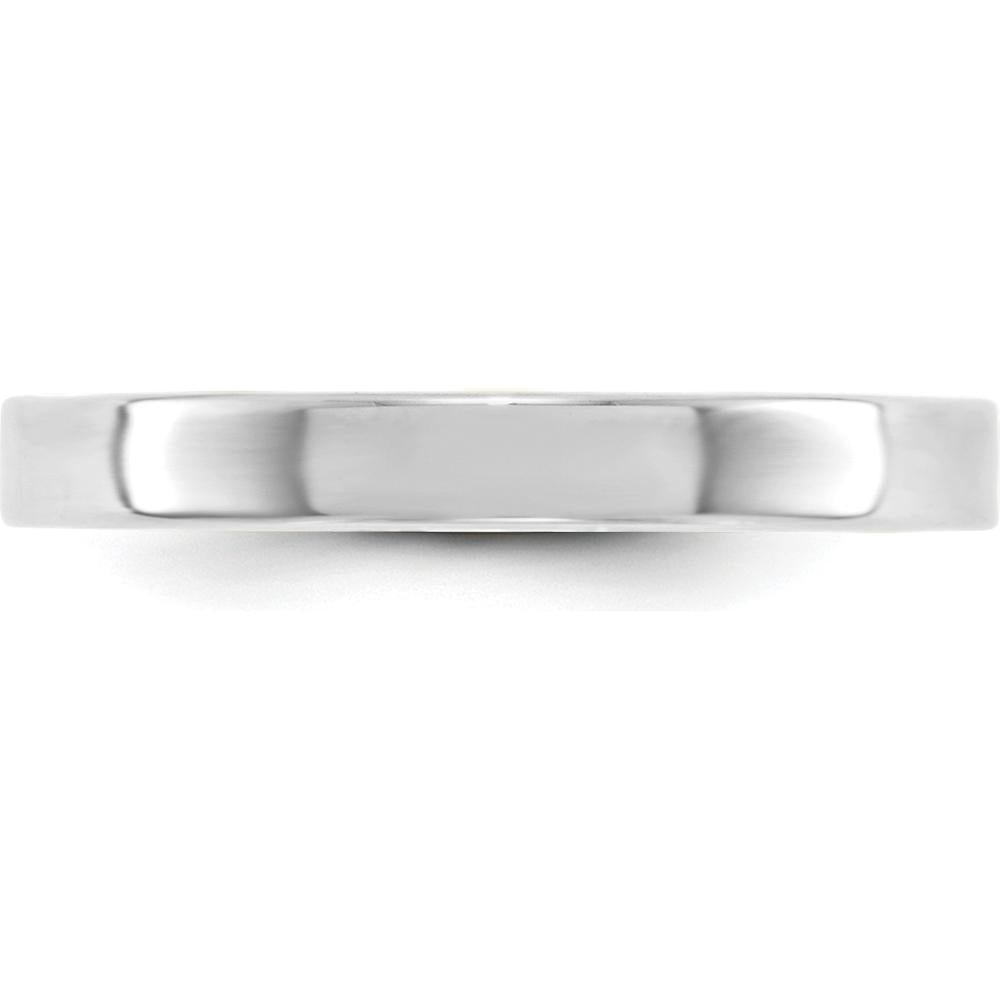 10K White Gold 3mm Lightweight Flat Wedding Band - Size 4, Engravable
