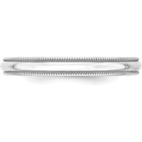 10K White Gold 3mm Lightweight Milgrain Half Round Wedding Band - Size 11