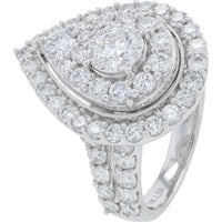 10K White Gold 4.00 Carat Lab Grown Diamond Bridal Set with Halo and Pave Band