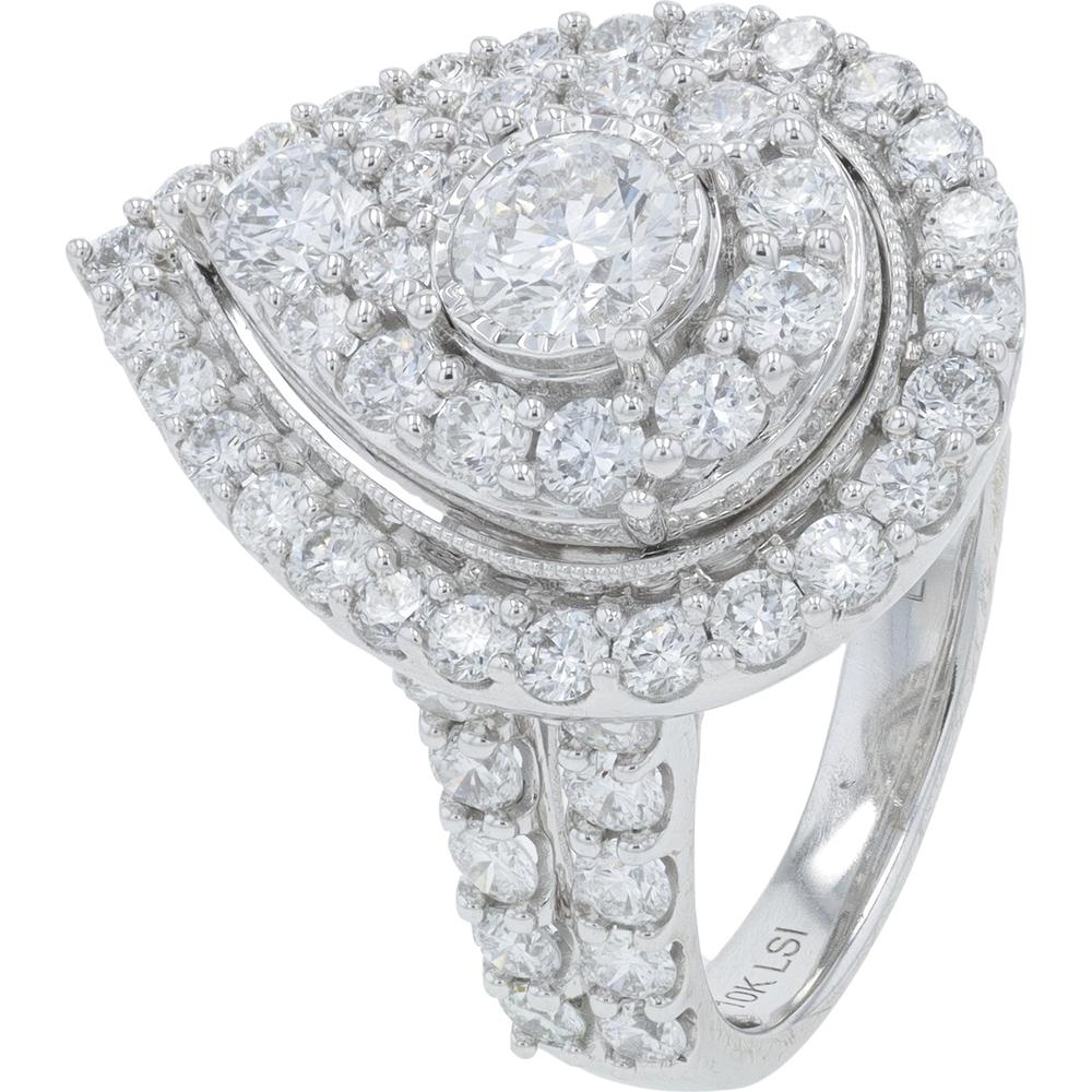 10K White Gold 4.00 Carat Lab Grown Diamond Bridal Set with Halo and Pave Band