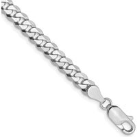 10K White Gold 4.75mm Flat Beveled Curb Chain Bracelet - 7" Length
