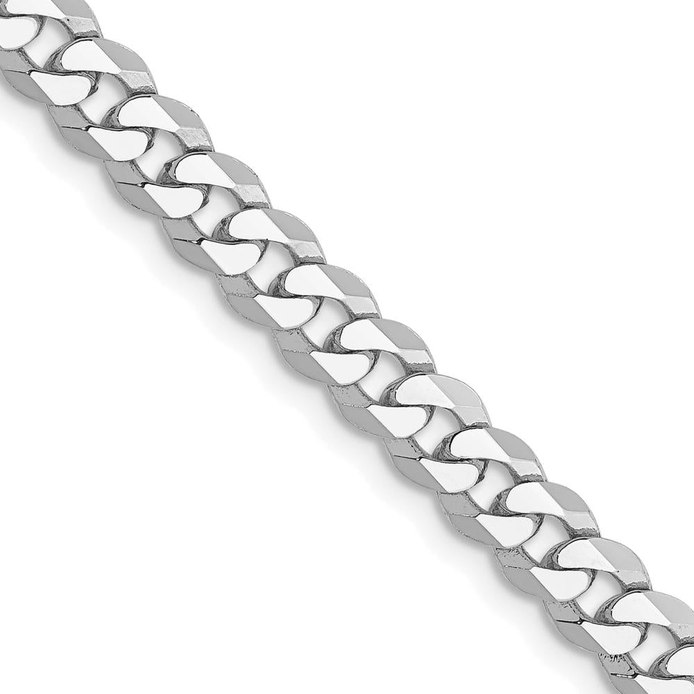10K White Gold 4.75mm Flat Beveled Curb Chain Necklace - 22" Length