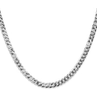 10K White Gold 4.75mm Flat Beveled Curb Chain Necklace - 22" Length