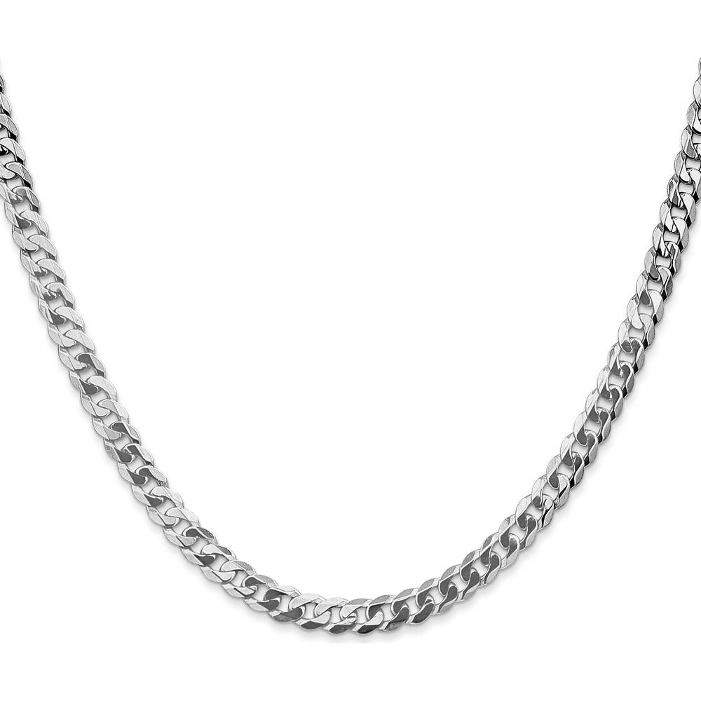 10K White Gold 4.75mm Flat Beveled Curb Chain Necklace - 22" Length