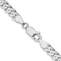 10K White Gold 4.75mm Flat Beveled Curb Chain Necklace - 22" Length