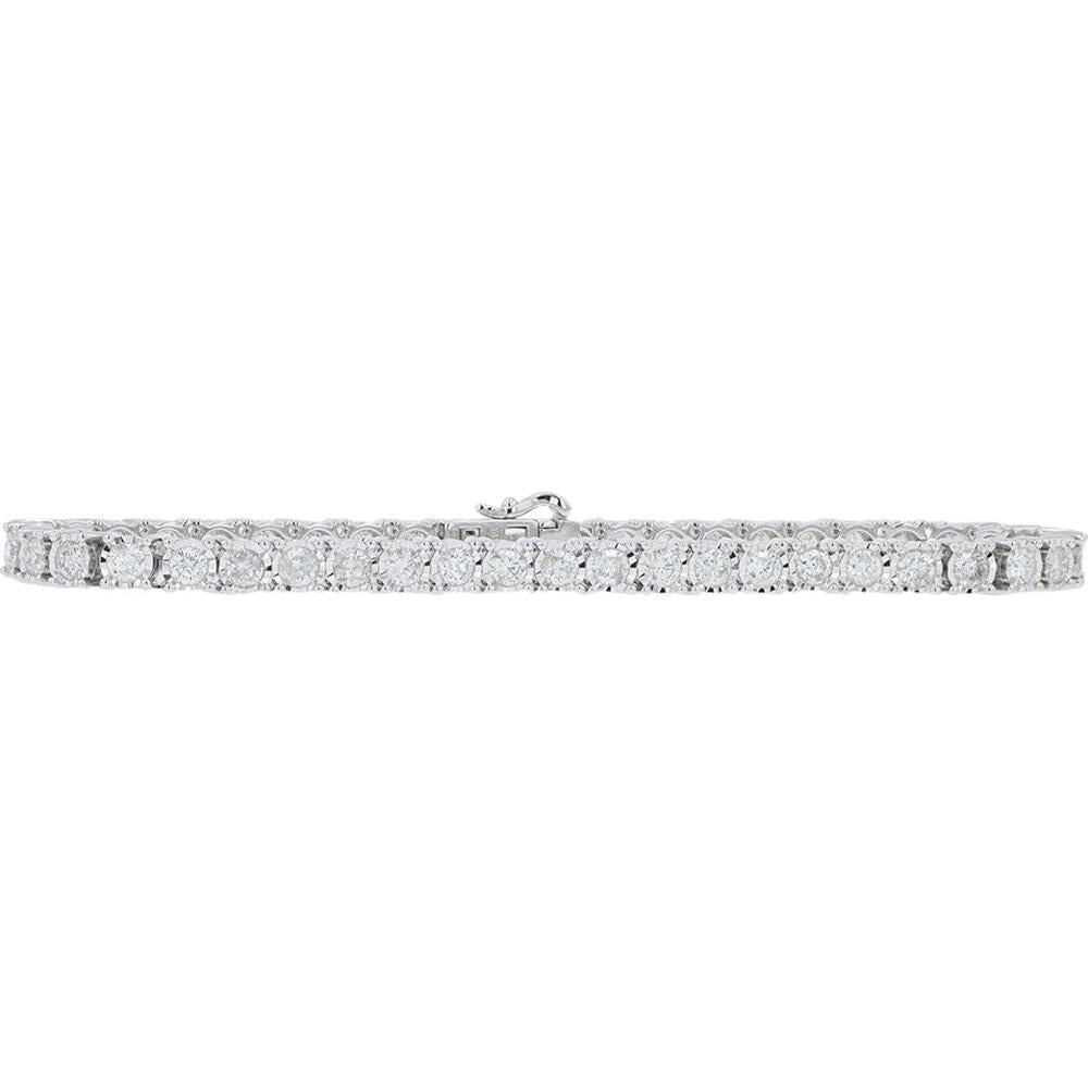 10K White Gold 4 Carat Prong - Set Round Diamond Tennis Bracelet