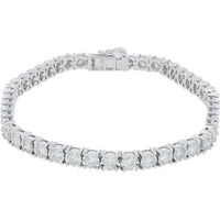 10K White Gold 4 Carat Prong - Set Round Diamond Tennis Bracelet