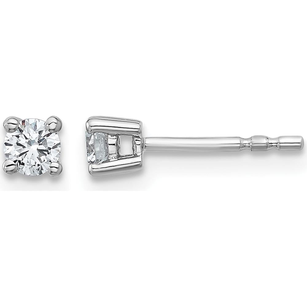 10K White Gold 4-Prong Round Diamond Stud Earrings - 0.25 Carats Total Diamond Weight by Oro Pregiato