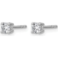 10K White Gold 4-Prong Round Diamond Stud Earrings - 0.25 Carats Total Diamond Weight by Oro Pregiato