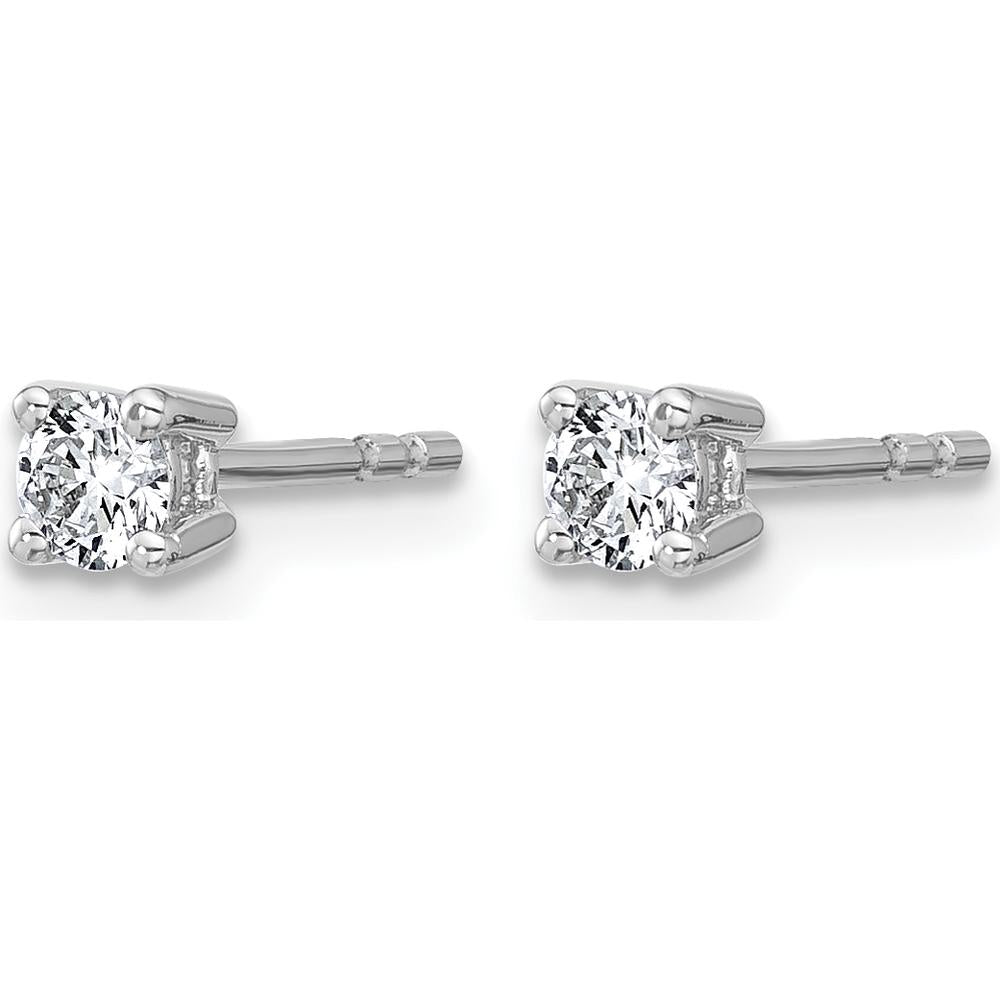 10K White Gold 4-Prong Round Diamond Stud Earrings - 0.25 Carats Total Diamond Weight by Oro Pregiato