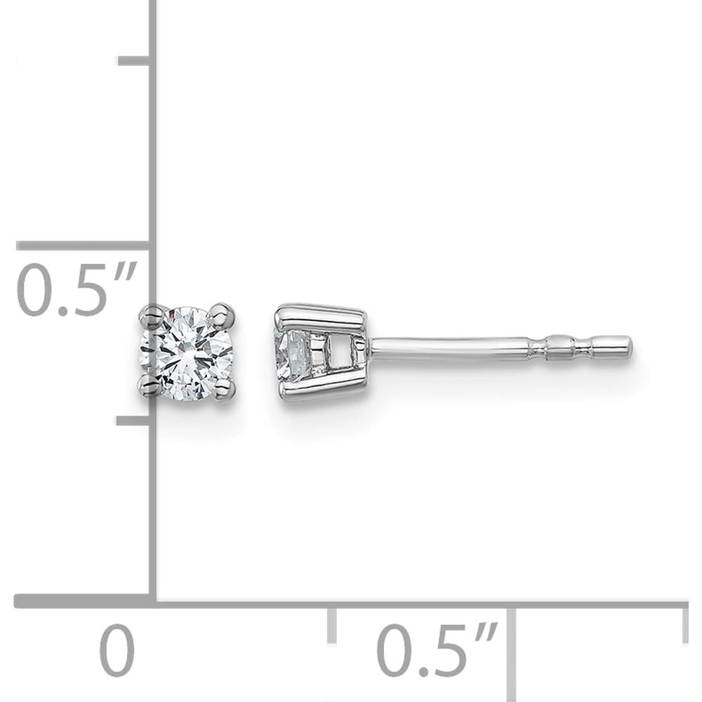 10K White Gold 4-Prong Round Diamond Stud Earrings - 0.25 Carats Total Diamond Weight by Oro Pregiato