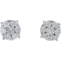 10K White Gold 4-Prong Set Round Diamond Stud Earrings - 0.50 Carat Total Diamond Weight