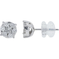 10K White Gold 4-Prong Set Round Diamond Stud Earrings - 0.50 Carat Total Diamond Weight