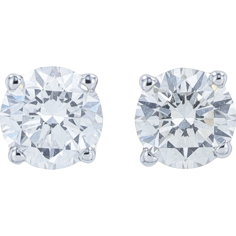 10K White Gold 4-Prong Set Round Lab Grown Diamond Stud Earrings - 0.75 Carat Total Diamond Weight