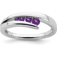 10K White Gold 4-Stone Amethyst Ring with Round-Cut Natural Amethyst Stones - 0.24 Carat Total Gem Weight by 0