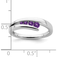 10K White Gold 4-Stone Amethyst Ring with Round-Cut Natural Amethyst Stones - 0.24 Carat Total Gem Weight by 0