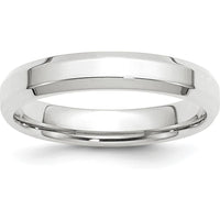 10K White Gold 4mm Beveled Edge Comfort Fit Wedding Band - Size 6