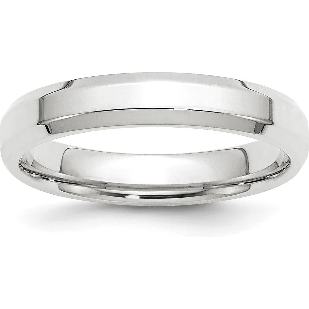 10K White Gold 4mm Beveled Edge Comfort Fit Wedding Band - Size 6