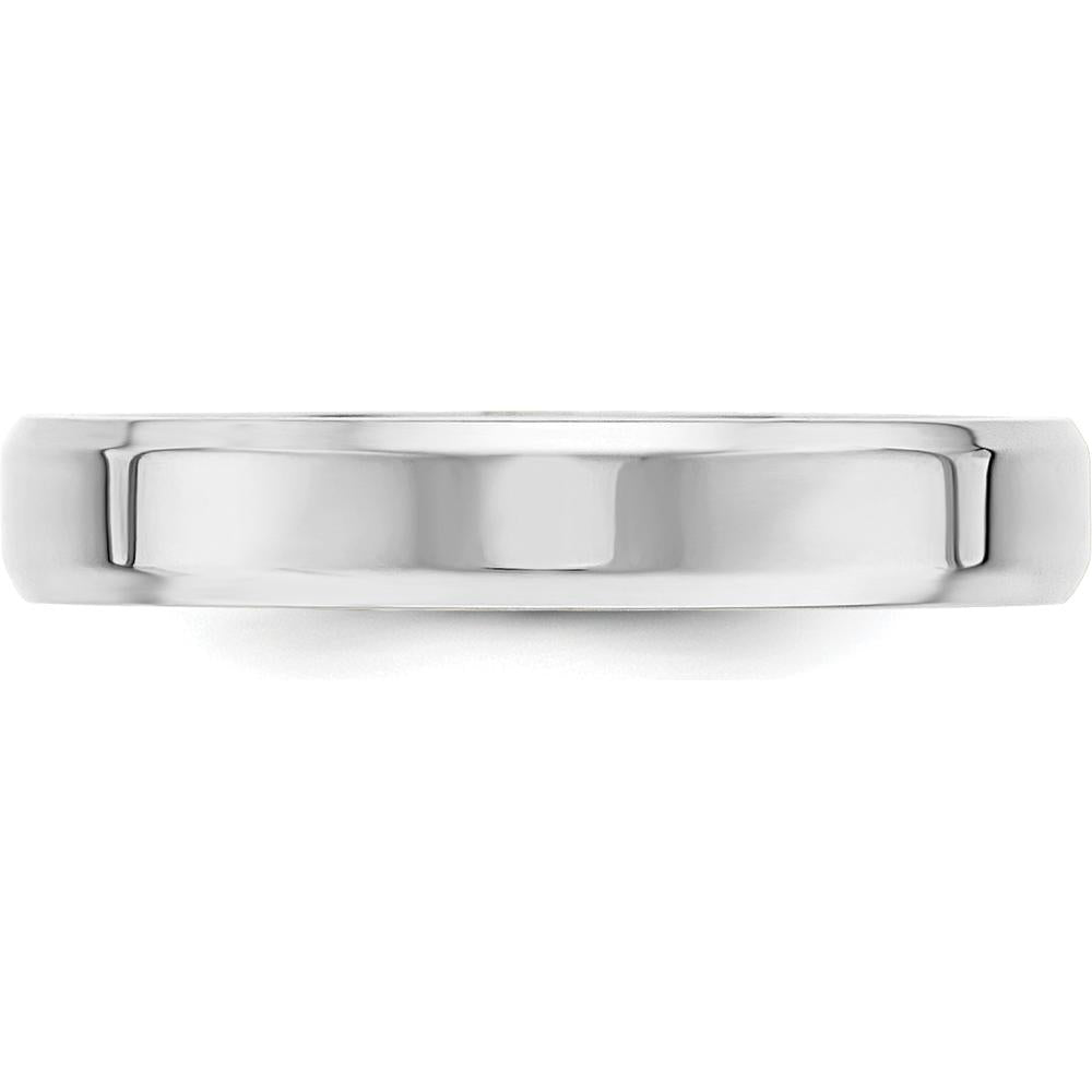10K White Gold 4mm Beveled Edge Comfort Fit Wedding Band - Size 6