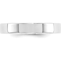 10K White Gold 4mm Comfort Fit Flat Wedding Band - Polished Finish, Size 5.5-5.75