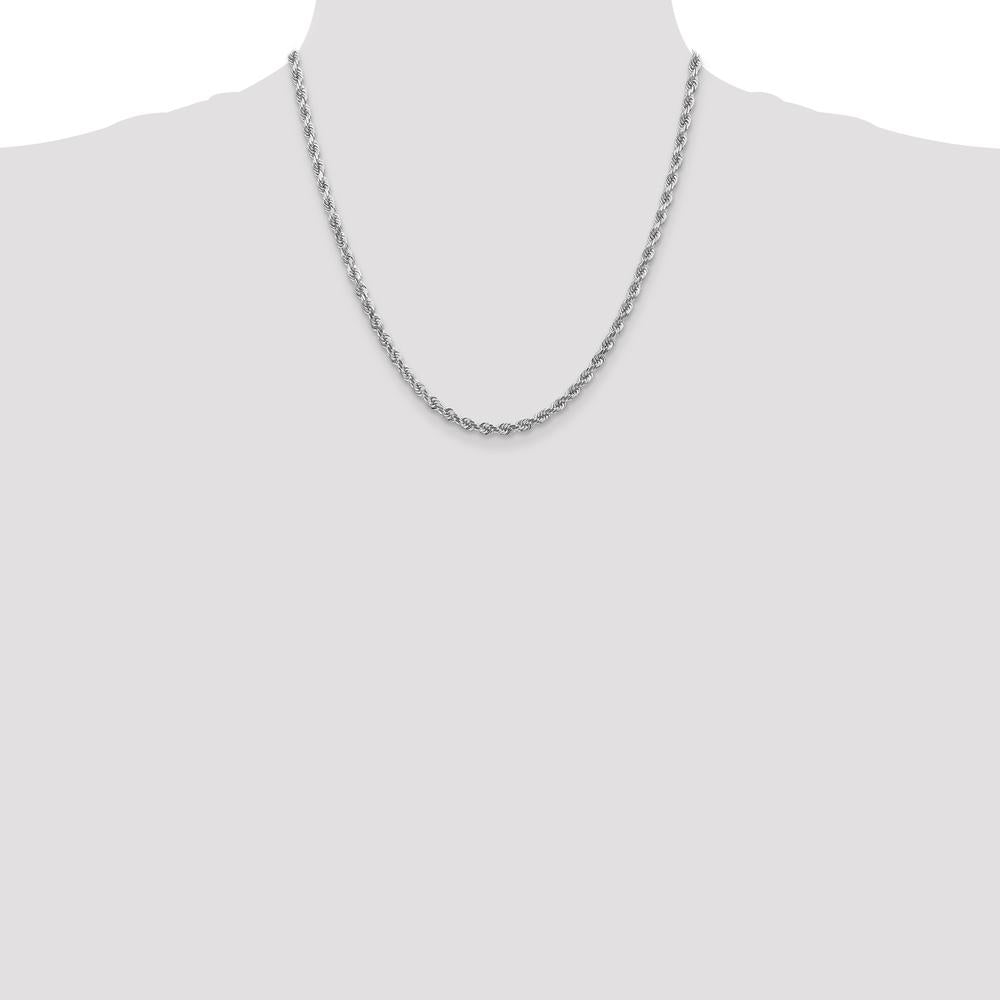 10K White Gold 4mm Diamond-Cut Rope Chain Necklace - 20" Long