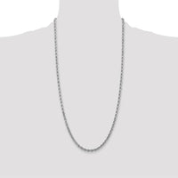10K White Gold 4mm Diamond-cut Rope Chain Necklace - 28"