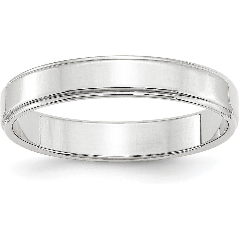 10K White Gold 4mm Flat Step-Down Wedding Band Size 10.5