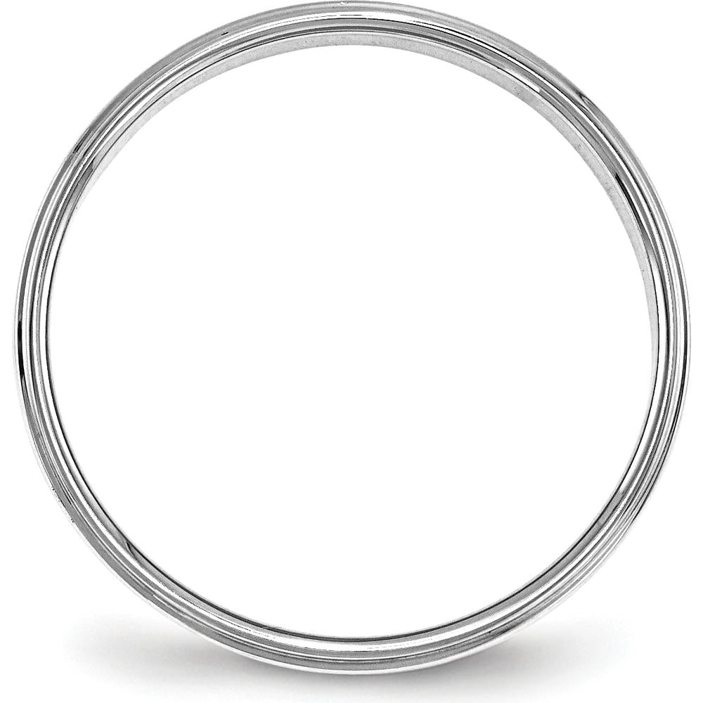 10K White Gold 4mm Flat Step-Edge Wedding Band - Size 11