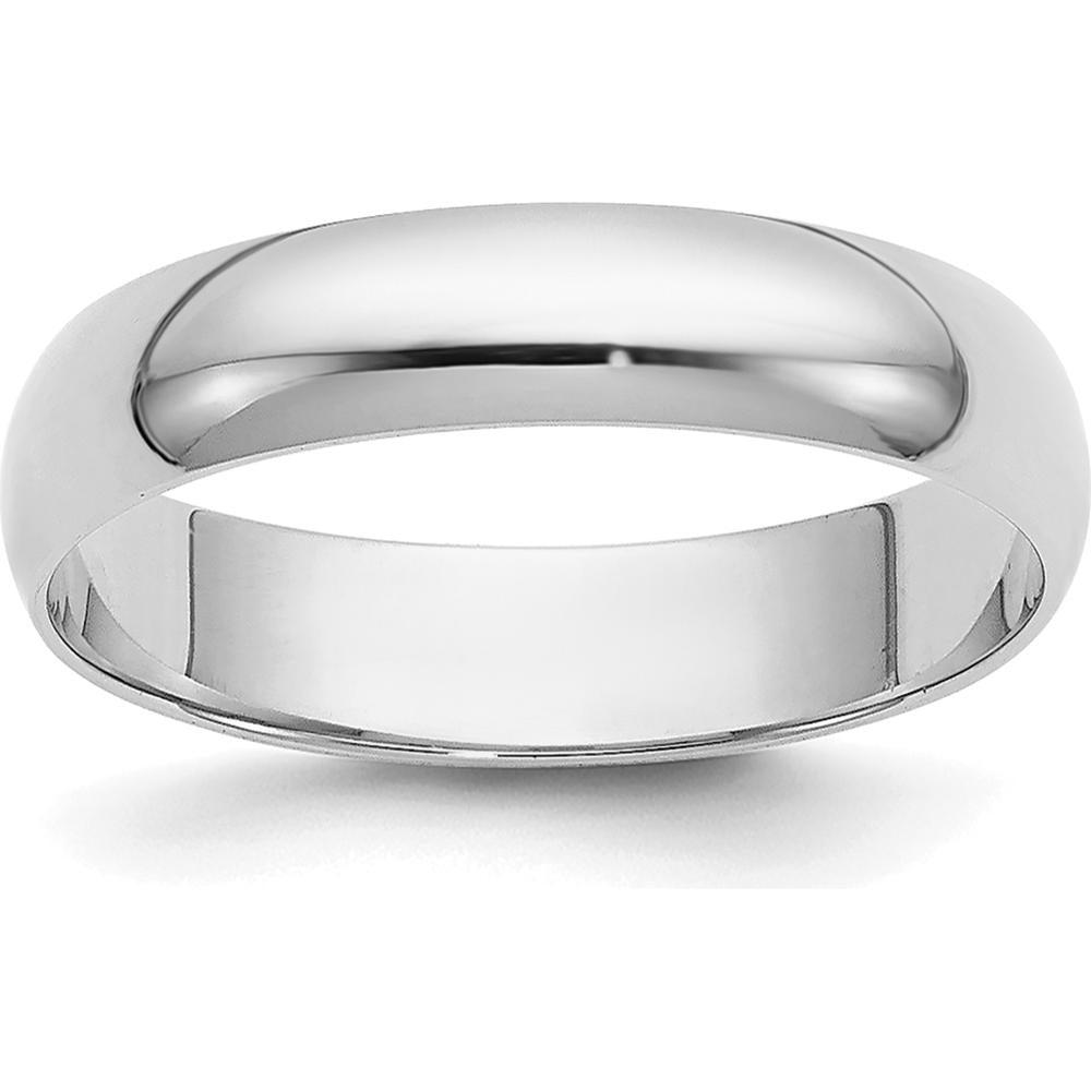 10K White Gold 4mm Half Round Wedding Band - Size 8